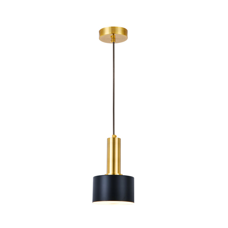 Modern Artistic Cylindrical Pendant Light Electroplate Iron Hanging Lamp for Dining Room