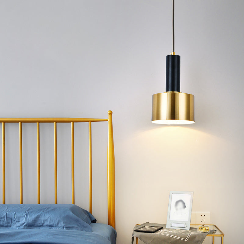 Modern Artistic Cylindrical Pendant Light Electroplate Iron Hanging Lamp for Dining Room
