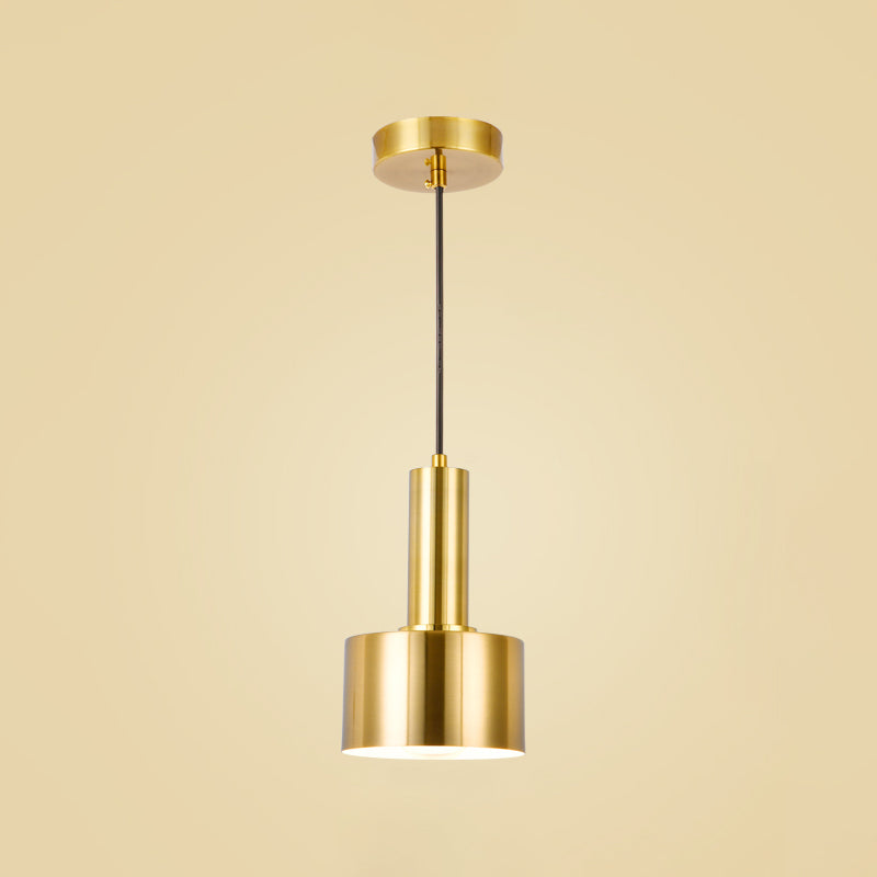 Modern Artistic Cylindrical Pendant Light Electroplate Iron Hanging Lamp for Dining Room