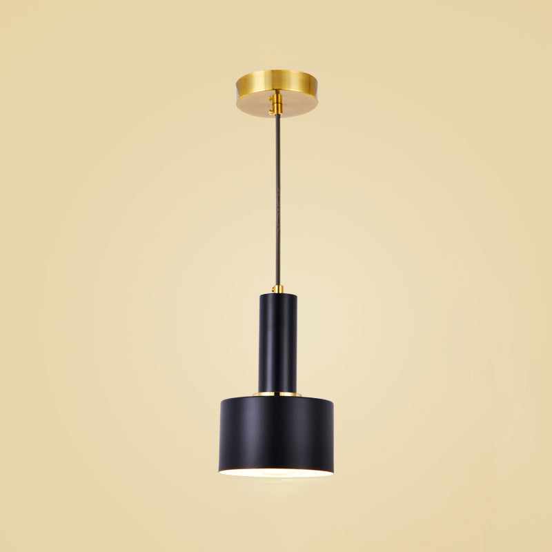 Modern Artistic Cylindrical Pendant Light Electroplate Iron Hanging Lamp for Dining Room