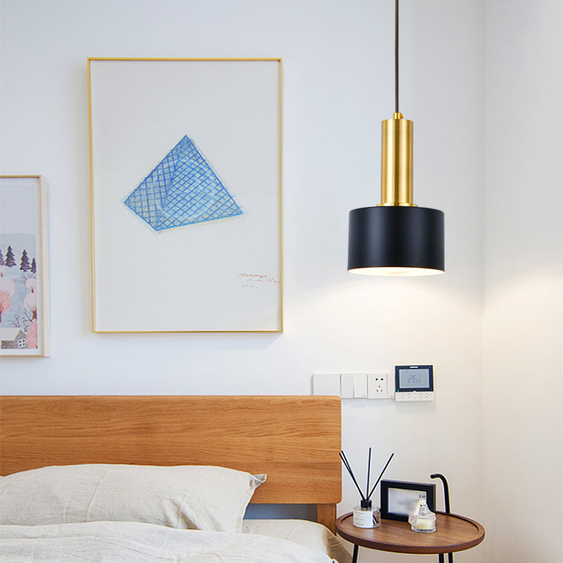 Modern Artistic Cylindrical Pendant Light Electroplate Iron Hanging Lamp for Dining Room