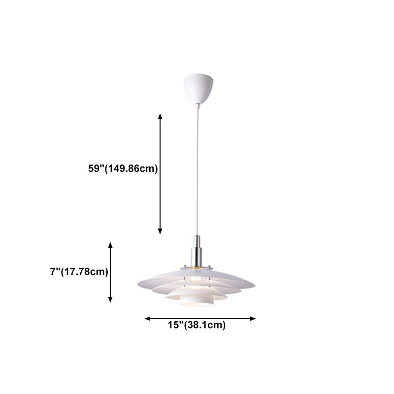 Modern Style Pendant Light Layered White Metal Hanging Lamp for Restaurant Bedroom