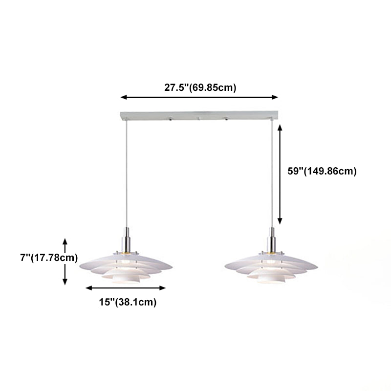 Modern Style Pendant Light Layered White Metal Hanging Lamp for Restaurant Bedroom