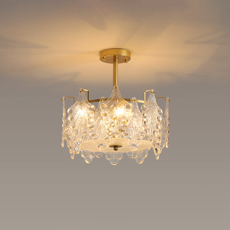 Gold Metal Chandelier Light Fixtures American Style Multi-Head Feather Hanging Pendant Lamps