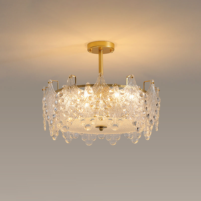 Gold Metal Chandelier Light Fixtures American Style Multi-Head Feather Hanging Pendant Lamps