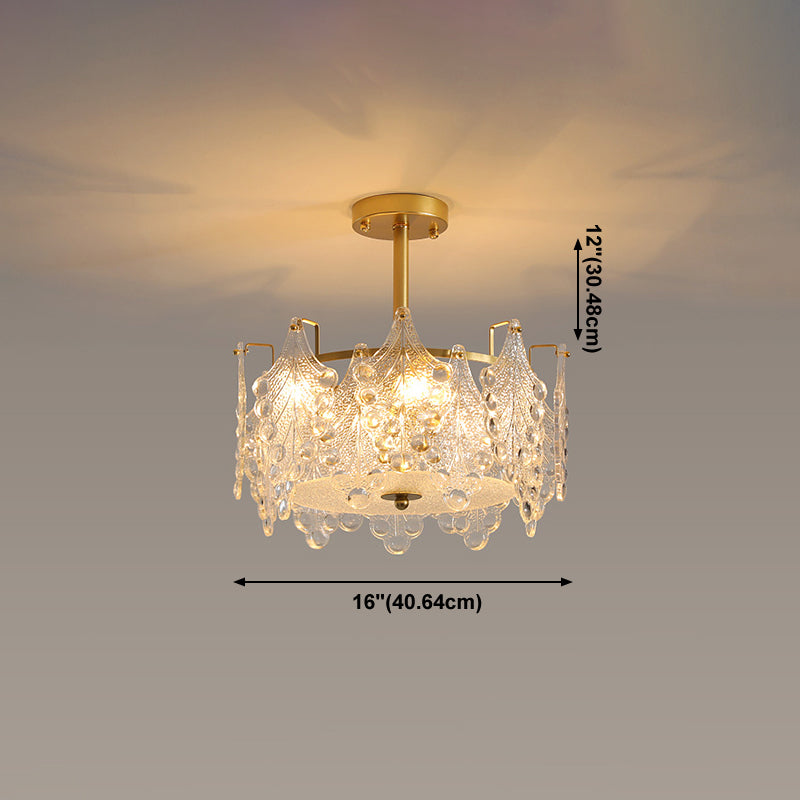 Gold Metal Chandelier Light Fixtures American Style Multi-Head Feather Hanging Pendant Lamps
