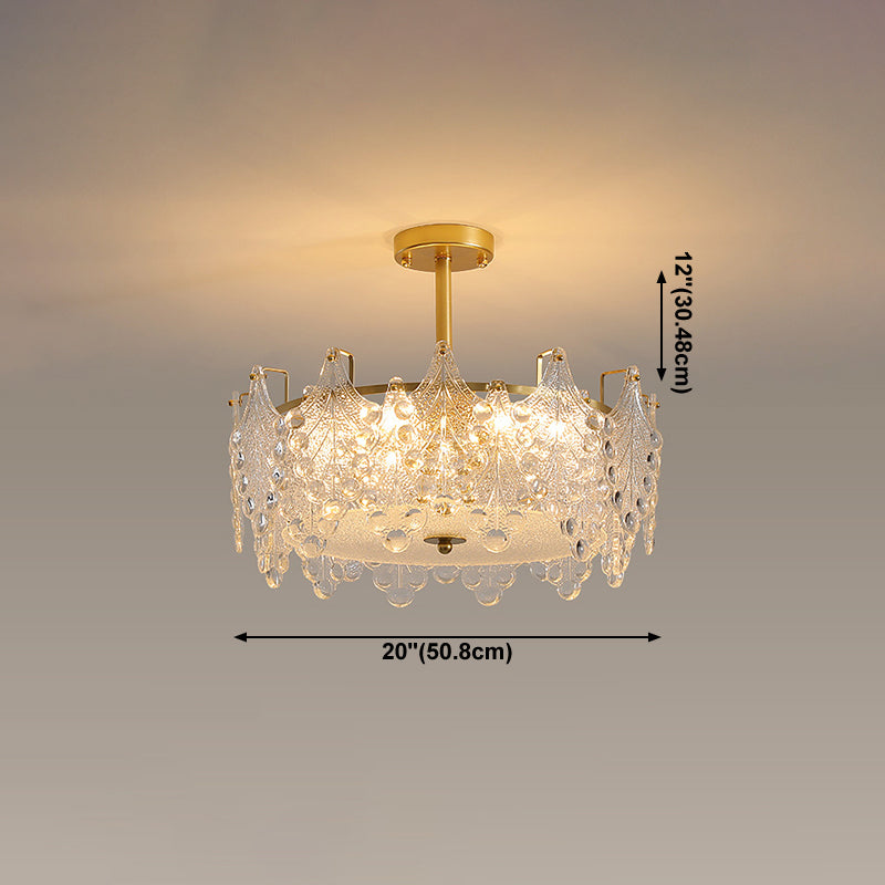 Gold Metal Chandelier Light Fixtures American Style Multi-Head Feather Hanging Pendant Lamps