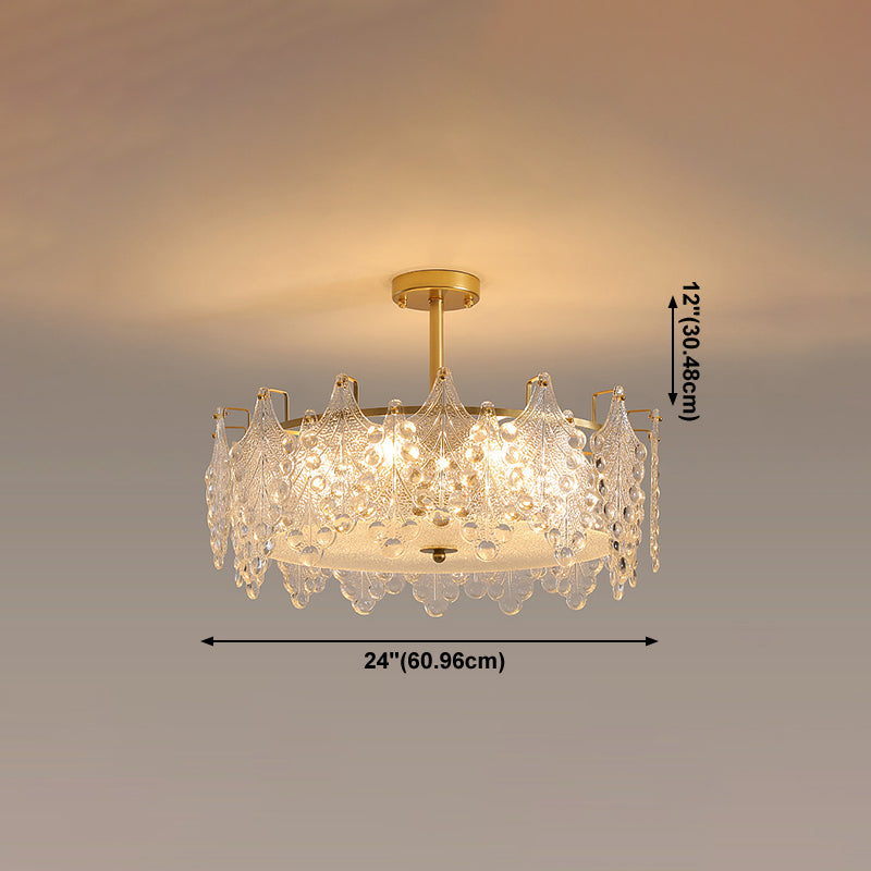 Gold Metal Chandelier Light Fixtures American Style Multi-Head Feather Hanging Pendant Lamps