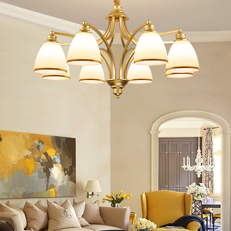 Gold Metal Chandelier Light Fixtures Traditional Multi-Head Hanging Pendant Lamps for Living Room