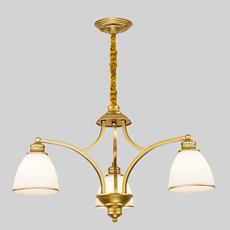 Gold Metal Chandelier Light Fixtures Traditional Multi-Head Hanging Pendant Lamps for Living Room