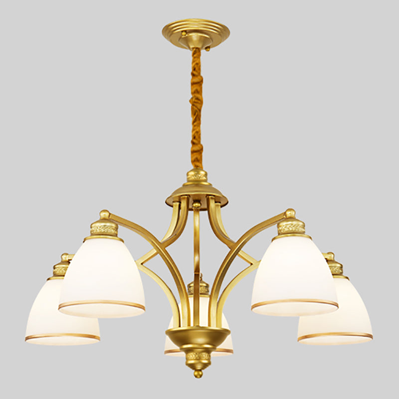 Gold Metal Chandelier Light Fixtures Traditional Multi-Head Hanging Pendant Lamps for Living Room