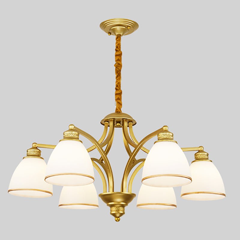 Gold Metal Chandelier Light Fixtures Traditional Multi-Head Hanging Pendant Lamps for Living Room