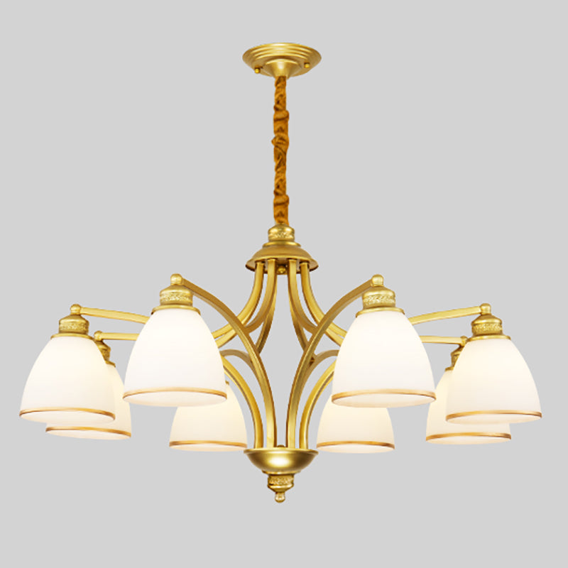 Gold Metal Chandelier Light Fixtures Traditional Multi-Head Hanging Pendant Lamps for Living Room