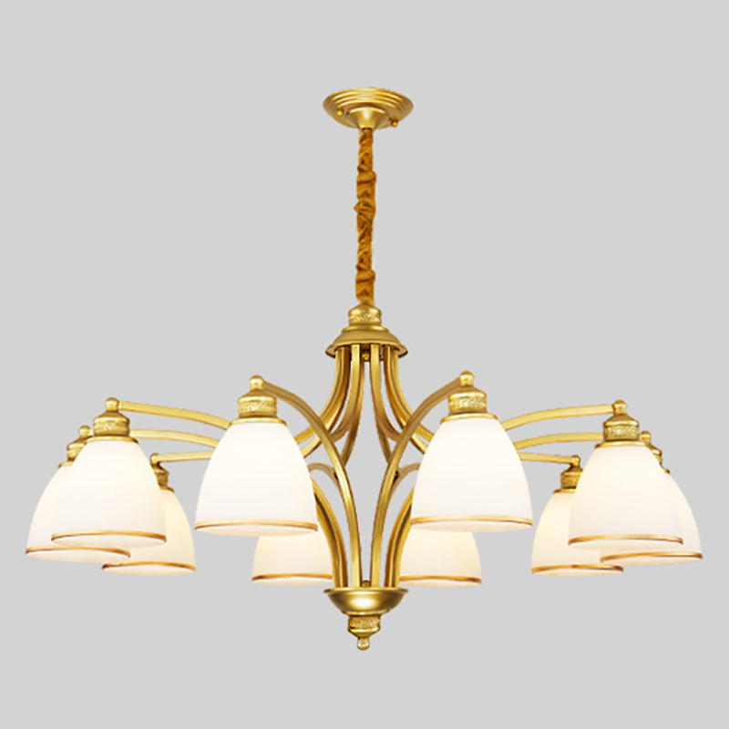 Gold Metal Chandelier Light Fixtures Traditional Multi-Head Hanging Pendant Lamps for Living Room