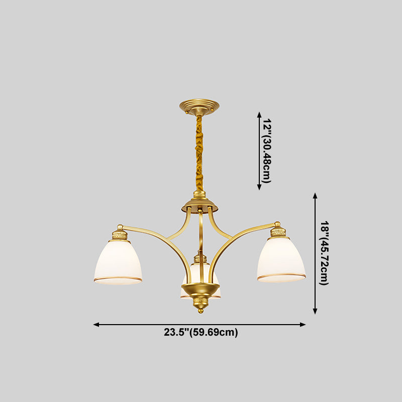 Gold Metal Chandelier Light Fixtures Traditional Multi-Head Hanging Pendant Lamps for Living Room