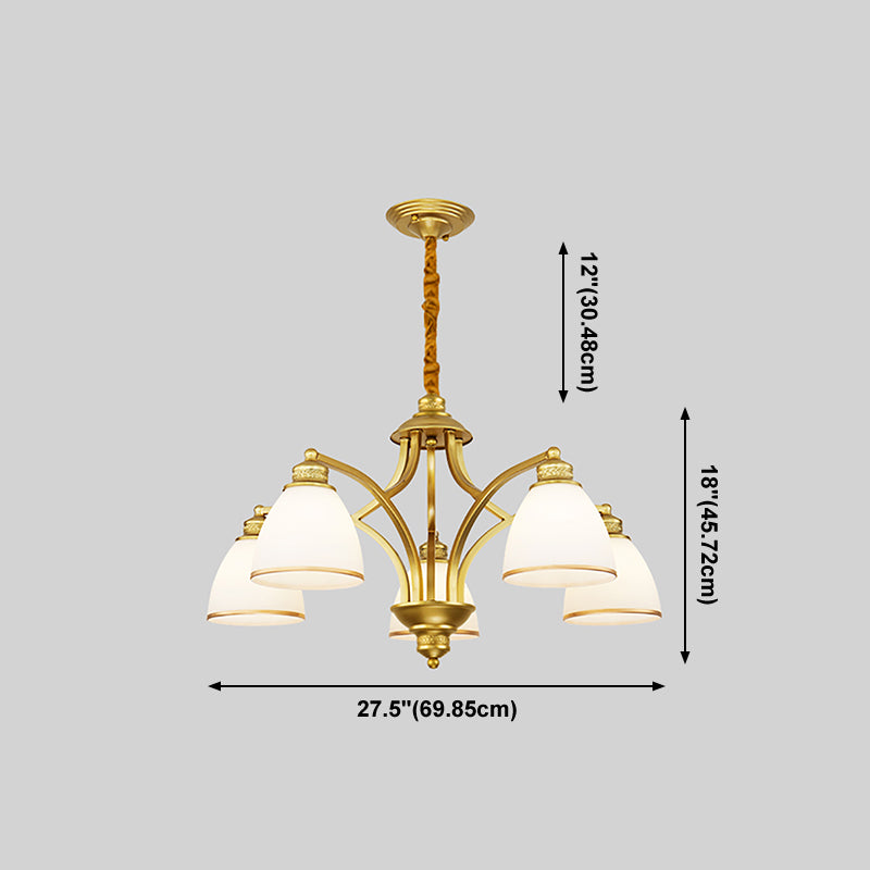 Gold Metal Chandelier Light Fixtures Traditional Multi-Head Hanging Pendant Lamps for Living Room