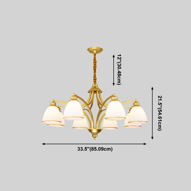 Gold Metal Chandelier Light Fixtures Traditional Multi-Head Hanging Pendant Lamps for Living Room