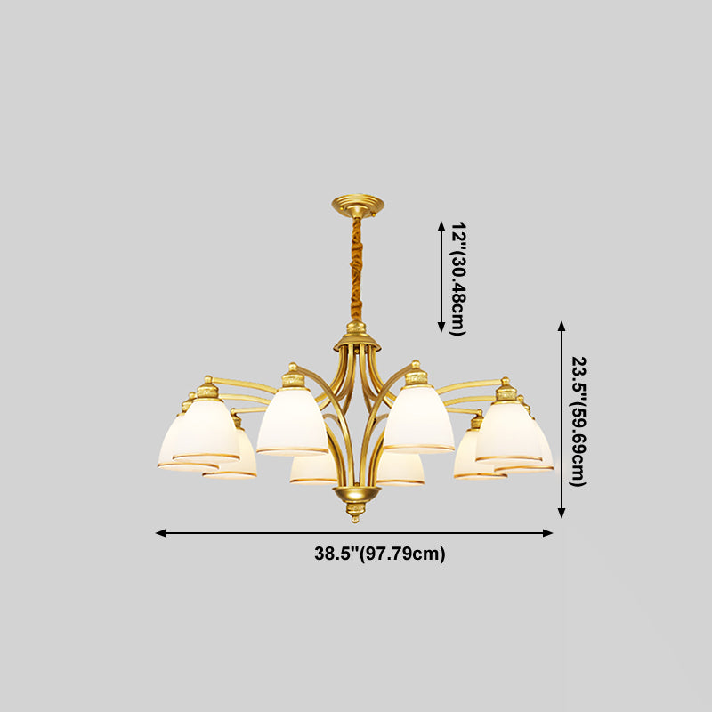 Gold Metal Chandelier Light Fixtures Traditional Multi-Head Hanging Pendant Lamps for Living Room