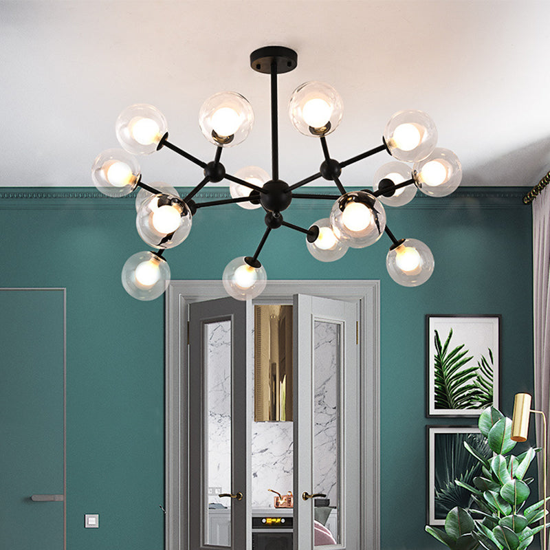 Lampade del lampadario in metallo nero moderno lampade a sospensione a sospensione multipla per soggiorno