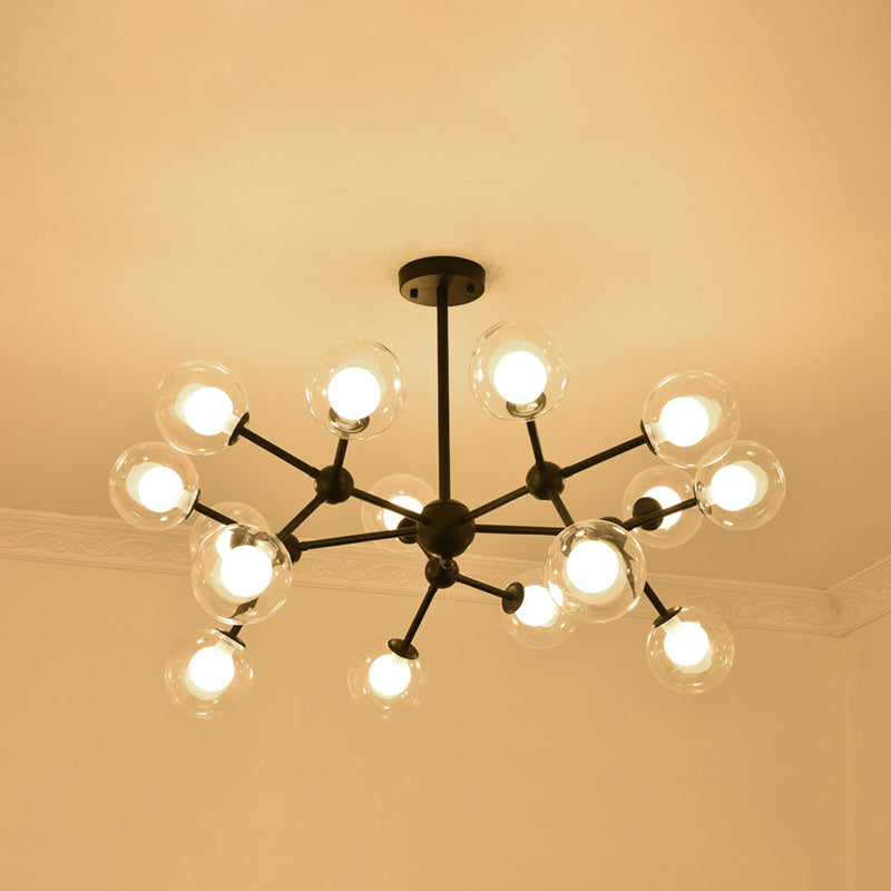 Lampade del lampadario in metallo nero moderno lampade a sospensione a sospensione multipla per soggiorno
