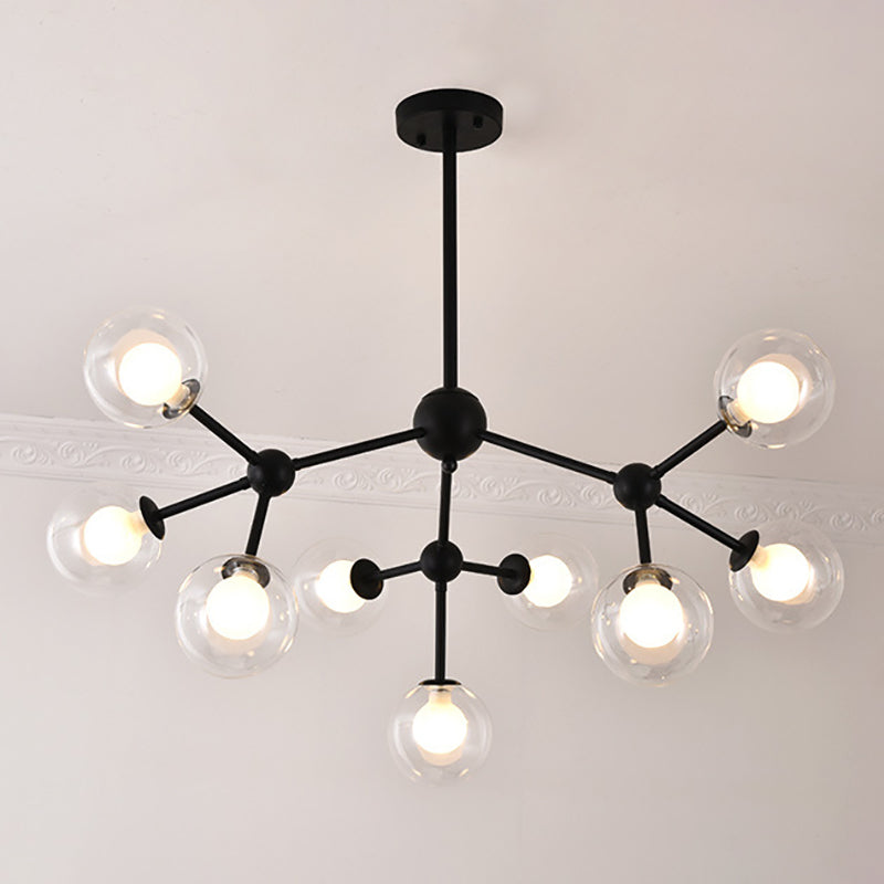 Lampade del lampadario in metallo nero moderno lampade a sospensione a sospensione multipla per soggiorno