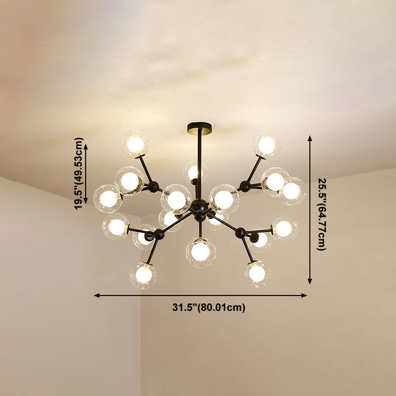 Lampade del lampadario in metallo nero moderno lampade a sospensione a sospensione multipla per soggiorno