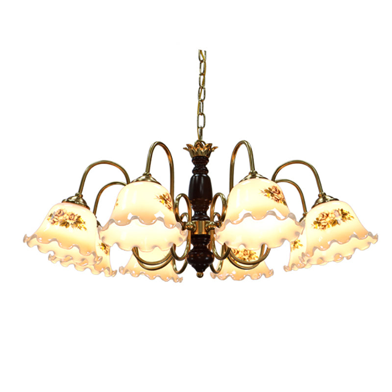 Gold Chandelier Lamp American Multi Light Hanging Light with Wood for Living Room
