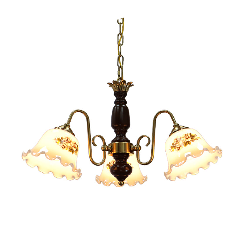 Lampe à lustre en or American Multi Light Hanging Light avec du bois pour le salon