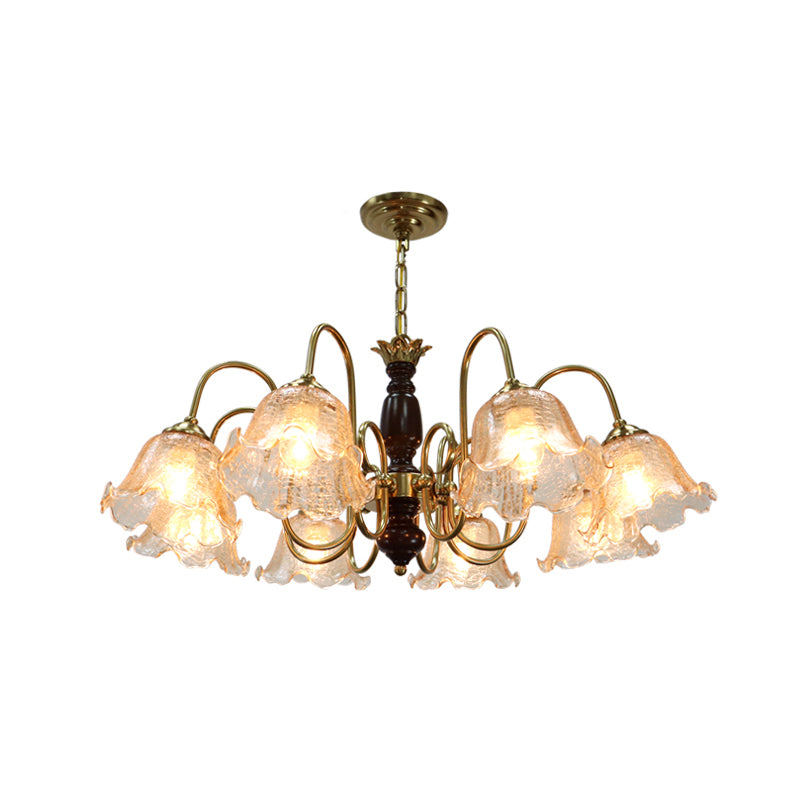 Gold Chandelier Lamp American Multi Light Hanging Light with Wood for Living Room
