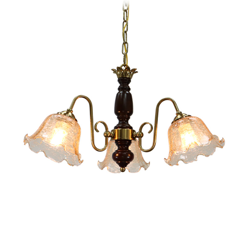 Lampe à lustre en or American Multi Light Hanging Light avec du bois pour le salon