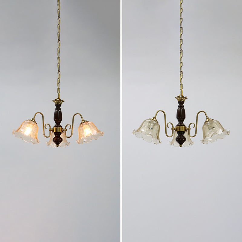 Gold Chandelier Lamp American Multi Light Hanging Light with Wood for Living Room