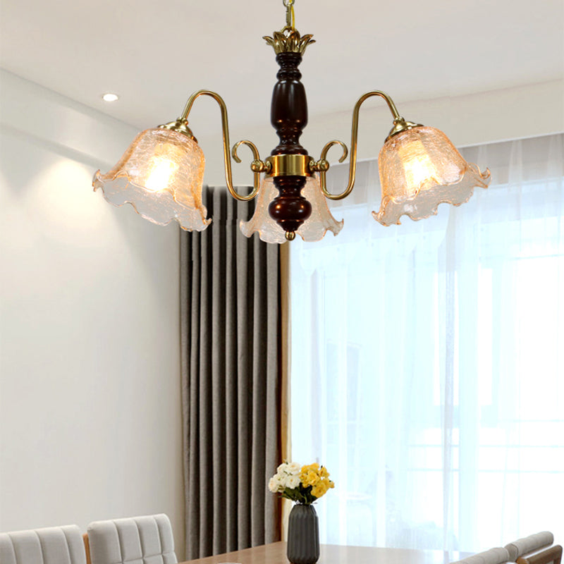 Gold Chandelier Lamp American Multi Light Hanging Light with Wood for Living Room