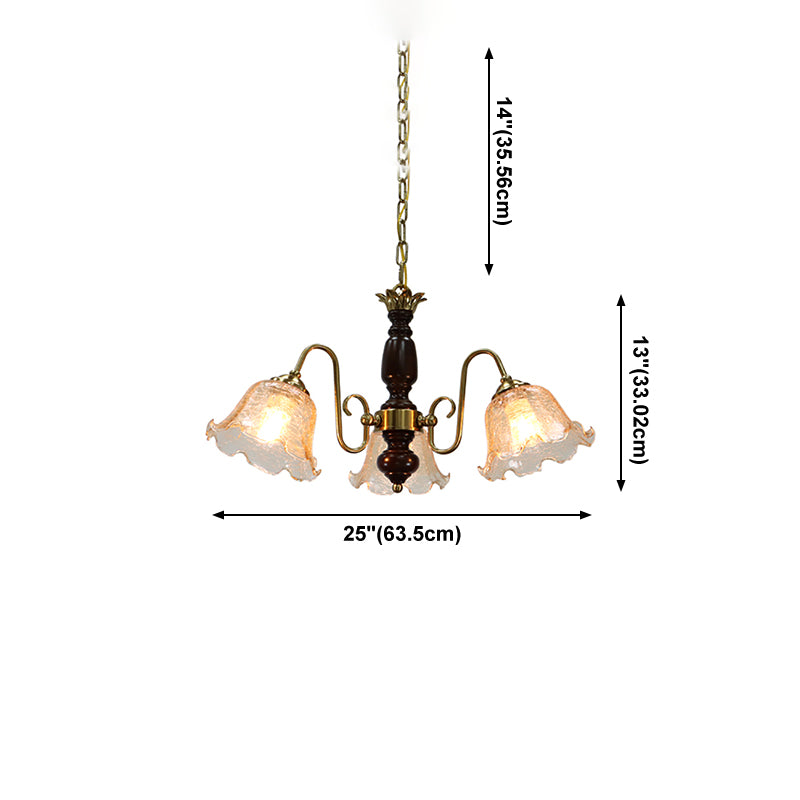 Gold Chandelier Lamp American Multi Light Hanging Light with Wood for Living Room