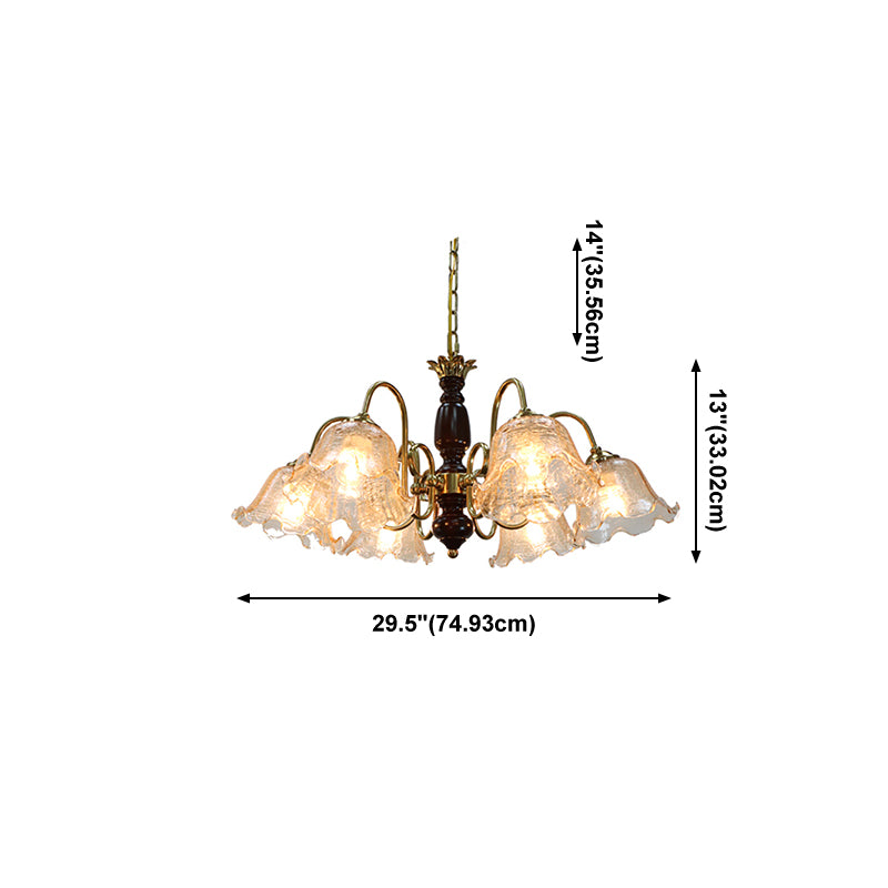 Gold Chandelier Lamp American Multi Light Hanging Light with Wood for Living Room