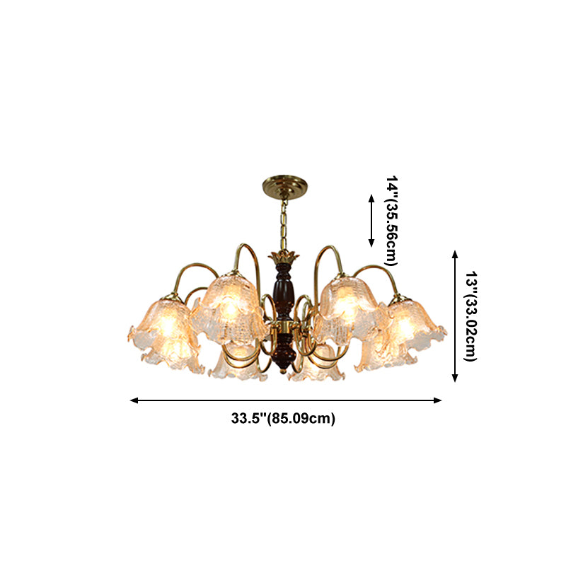 Gold Chandelier Lamp American Multi Light Hanging Light with Wood for Living Room