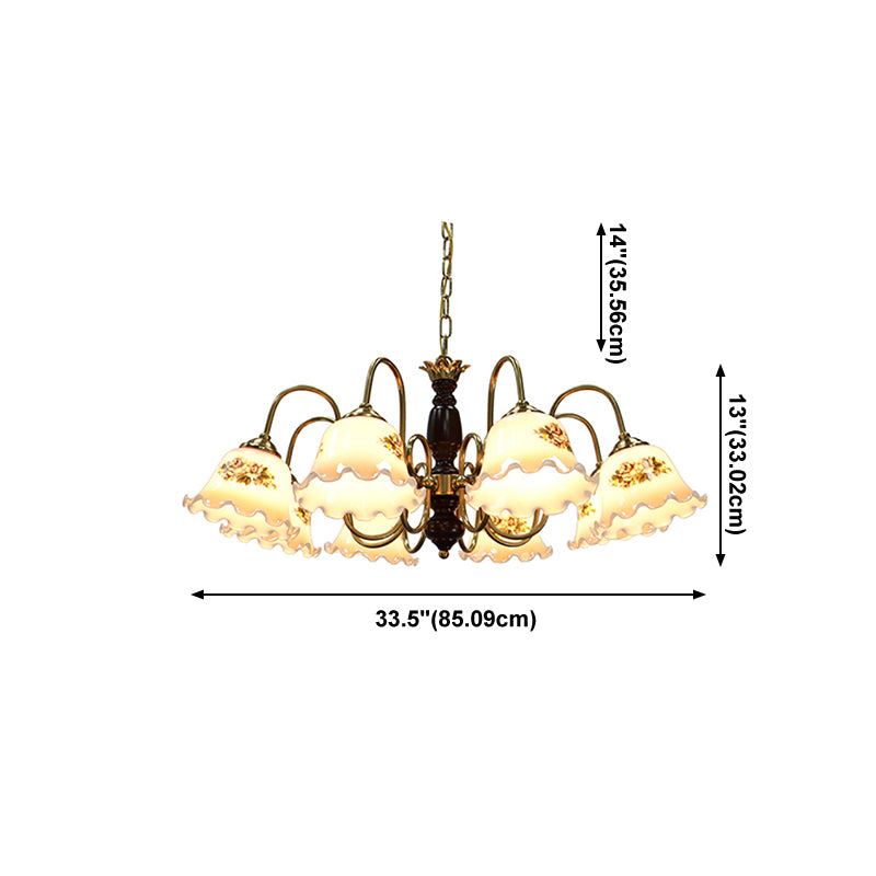 Gold Chandelier Lamp American Multi Light Hanging Light with Wood for Living Room