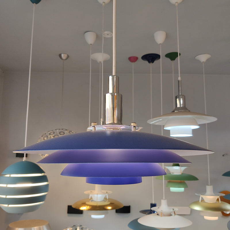 Layered Restaurant Pendant Lamp Metal Single-Bulb Macaron Hanging Light
