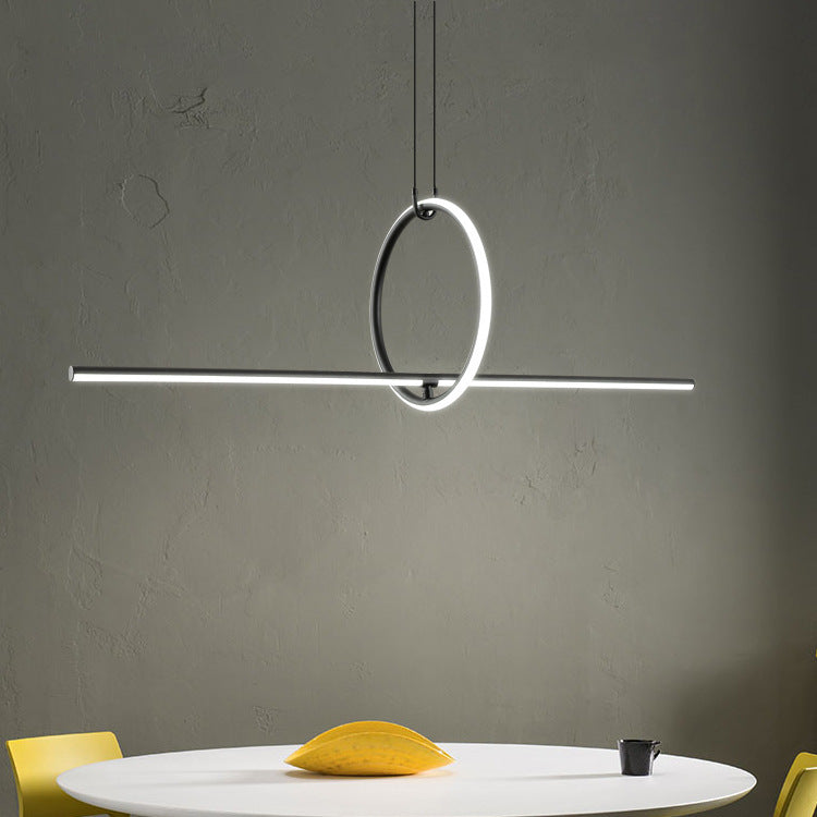 Black Geometrical Island Light Fixture Simple Style LED Metal Island Ceiling Light