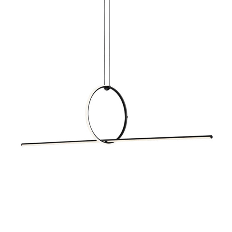 Black Geometrical Island Light Fixture Simple Style LED Metal Island Ceiling Light