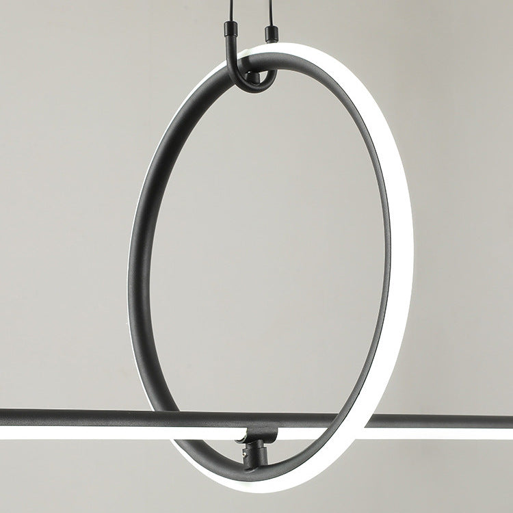 Black Geometrical Island Light Fixture Simple Style LED Metal Island Ceiling Light