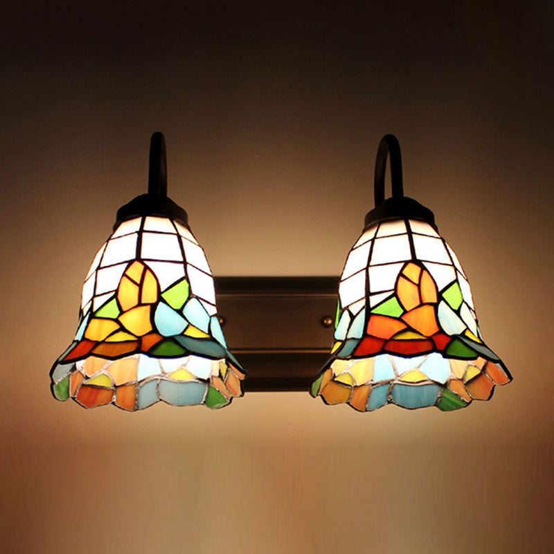 Tiffany Mirror Lamp Fixture European Style Mediterranean Mirror Lamp for Bedroom