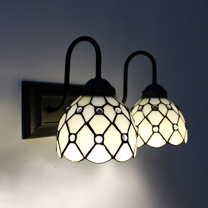 Tiffany Mirror Lamp Fixture European Style Mediterranean Mirror Lamp for Bedroom