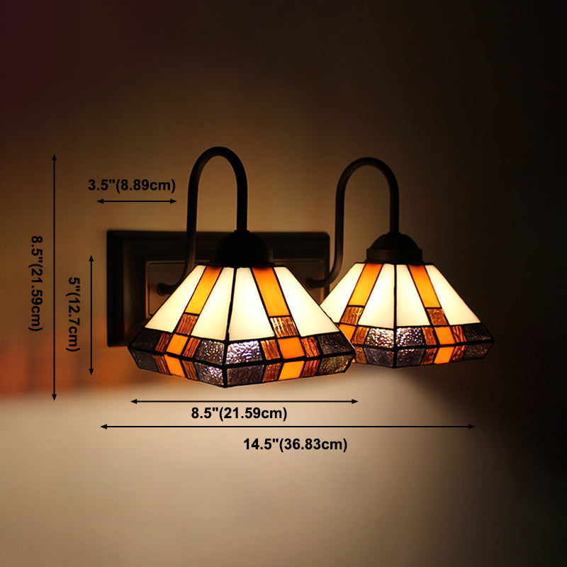 Tiffany Mirror Lamp Fixture European Style Mediterranean Mirror Lamp for Bedroom