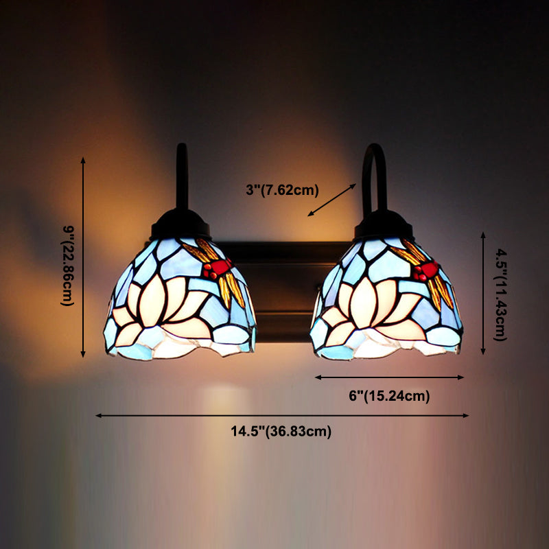 Tiffany Mirror Lamp Fixture European Style Mediterranean Mirror Lamp for Bedroom