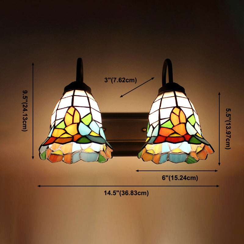Tiffany Mirror Lamp Fixture European Style Mediterranean Mirror Lamp for Bedroom