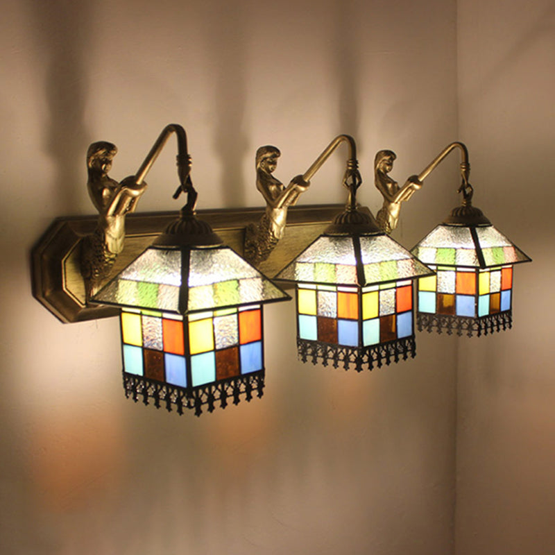 European Style Tiffany Mirror Light Fixture Bedroom Mediterranean Mirror Lamp