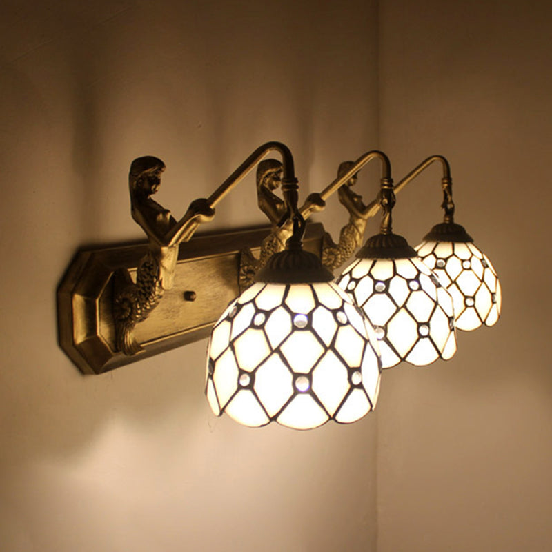 European Style Tiffany Mirror Light Fixture Bedroom Mediterranean Mirror Lamp