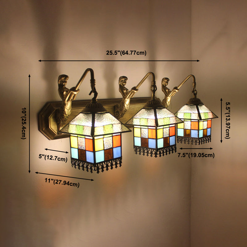 European Style Tiffany Mirror Light Fixture Bedroom Mediterranean Mirror Lamp