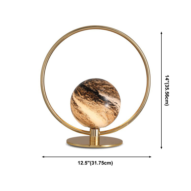 Glass Circle Table Lamp Contemporary Planet Shape Table Lamp for Bedroom