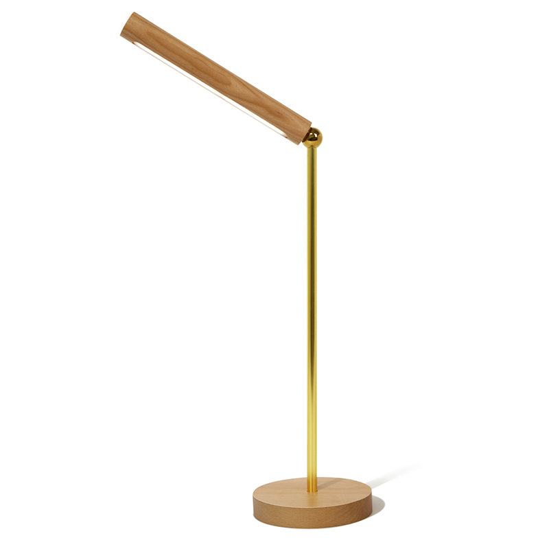 Modern Linear Table Lamp Yellow 1 Light LED Table Lamp with Wood for Dormitory